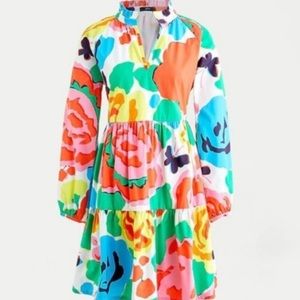 NWT J.Crew Popover Ratti Jardin Floral Rainbow Mini Dress Size Small